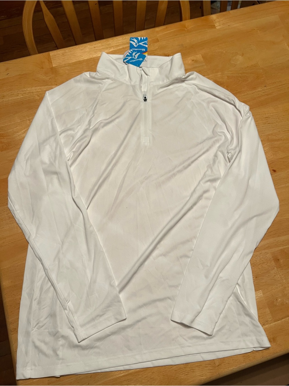 Men's White Long-Sleeve Quarter-Zip Polo